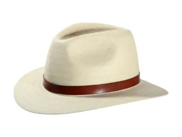 Panamahut Fedora mit braunem Lederhutband