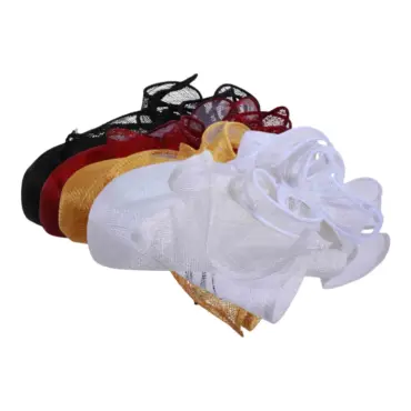 Toque aus Sisal mit großer Masche in Schwarz, Weiss, Senf und Rubin