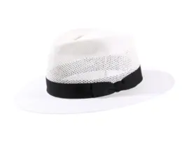 Panamahut Fedora City ventiliert in Weiß mit schwarzem Band