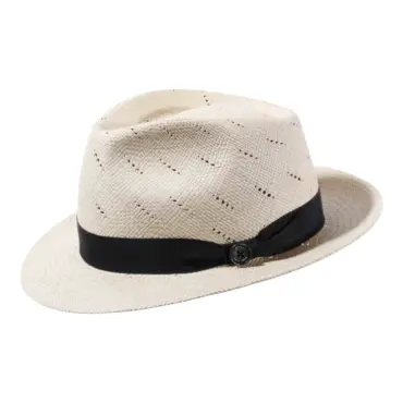 Panamahut Trilby mit Lüftungslinien und marineblauem Band