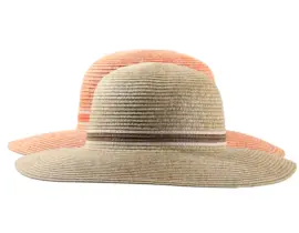 Damenhut Cloche Mélange aus 100% Papier in Senf-Mélange und Orange-Mélange.