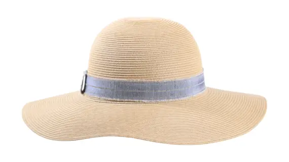 Damen Sommerhut Cloche Fino in Mittelbeige mit Leinenband in Jeansblau.