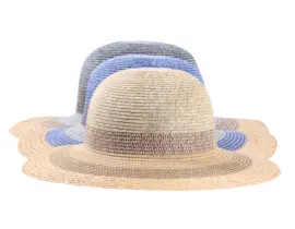 Damen Sommerhut Cloche Multicolor aus Papier und Raffia mit natürlicher Krempe.