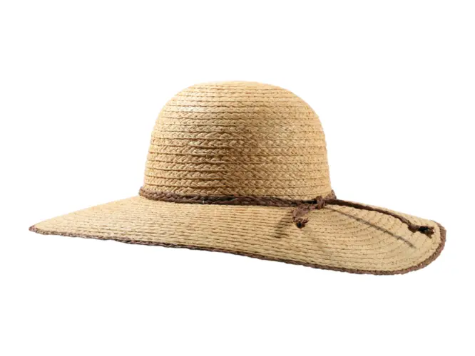 Damen Sommerhut aus 100% Raffia mit geflochtenem Hutband in Mittelbraun