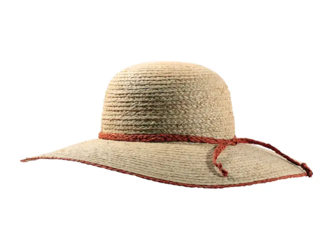 Damen Sommerhut aus 100% Raffia mit geflochtenem Hutband in Rost