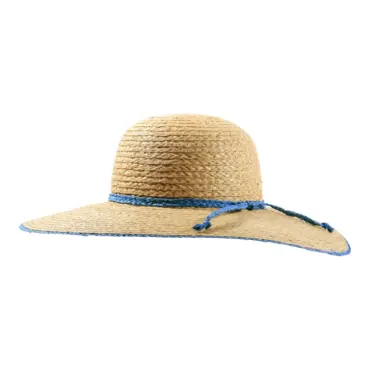 Damen Sommerhut aus 100% Raffia mit geflochtenem Hutband in Royalblau