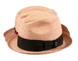 Strohhut Player 20er-Jahre-Stil aus Raffia mit breiten Rebsband