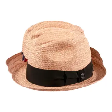 Strohhut Player 20er-Jahre-Stil aus Raffia mit breiten Rebsband