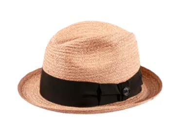 Strohhut Player 20er-Jahre-Stil aus Raffia mit breiten Rebsband