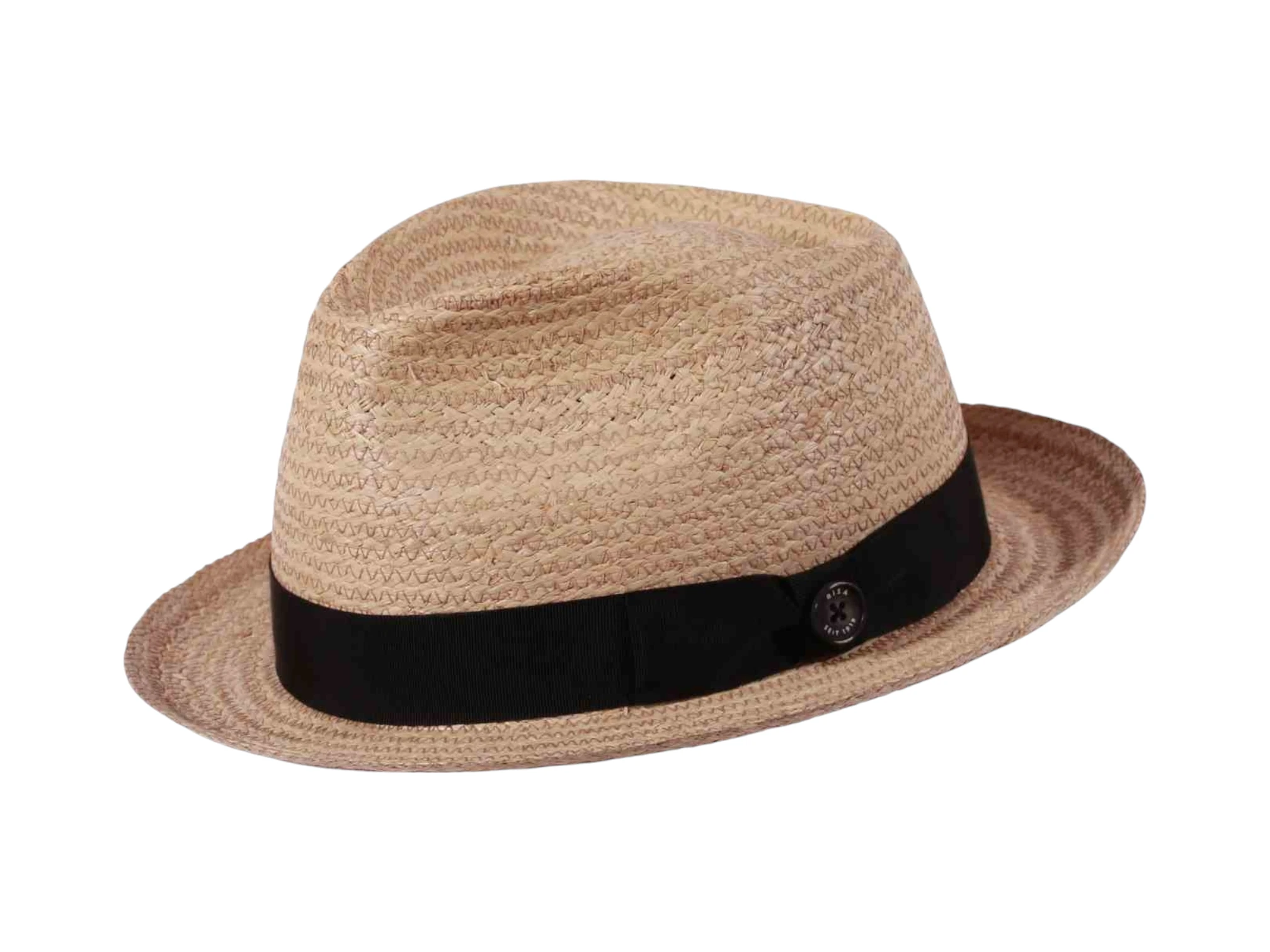 Sommerlicher Player-Hut aus feinem Raffia mit Rebsband in Schwarz, Burgund, Marine, Olive