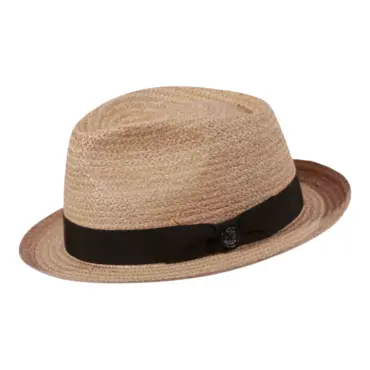 Sommerlicher Player-Hut aus feinem Raffia mit Rebsband in Schwarz, Burgund, Marine, Olive