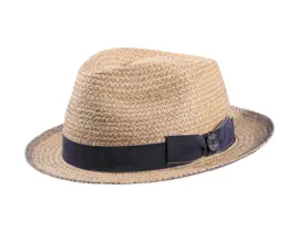 Strohhut Player aus Raffia mit jeansblauer Masche