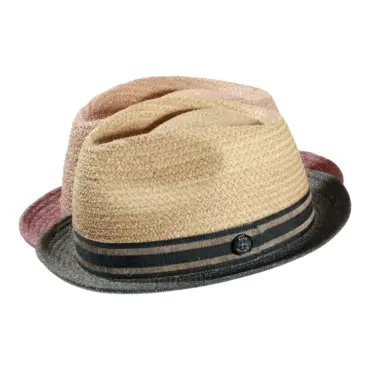 Strohhut Player aus Raffia mit Stoffrand und Leinenband