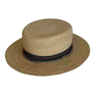 Boss of the Plain Westernhut aus Raffiastroh mit Stoffband, handgefertigt in der Schweiz.