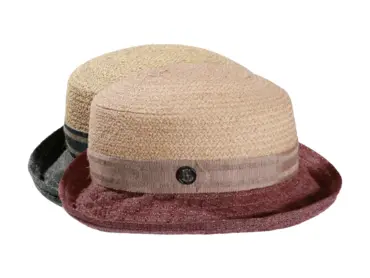 Sommerhut mit Stoffaufschlag in Natur/Bordeaux oder Natur/Navy