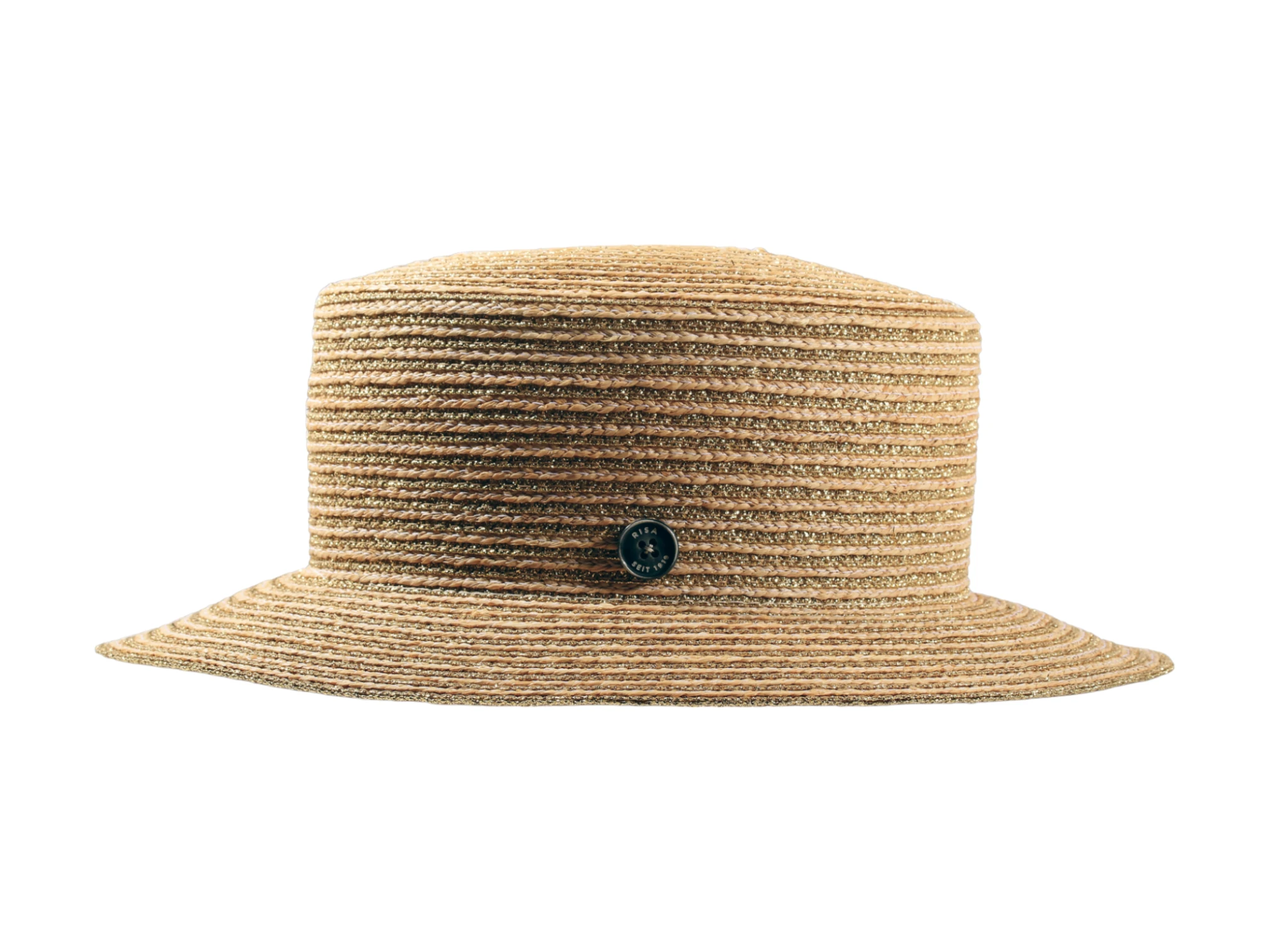 Sommerhut Cloche Goldbraun mit Qualitätsknopf