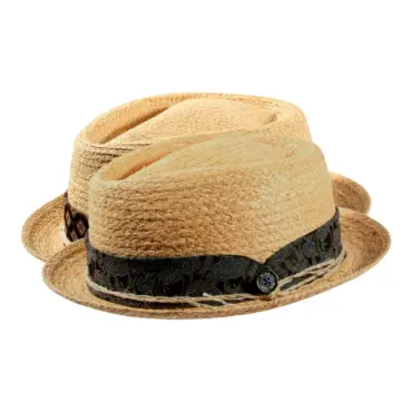 Strohhut Player Diamantform mit Stoffband – Naturton