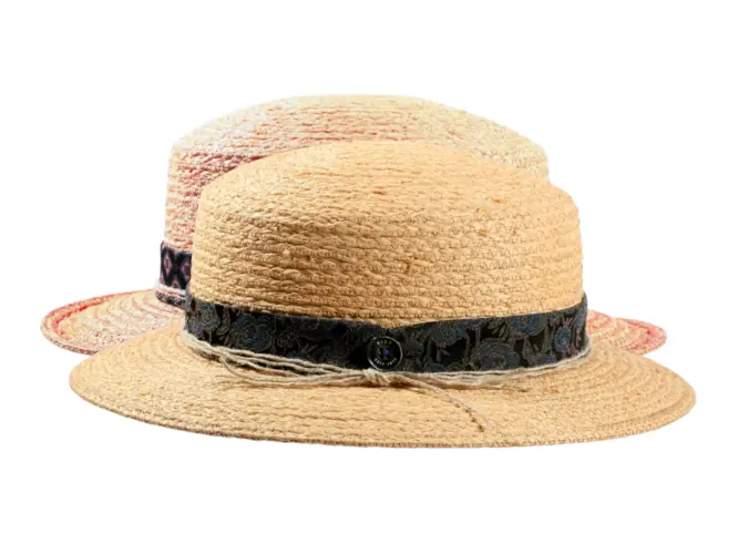 Cloche mit Aufschlag Raffia und Hanfschnur