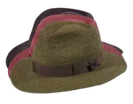 Sommerhut Fedora City Raffia fein schwarz mit schwarzem Hutband