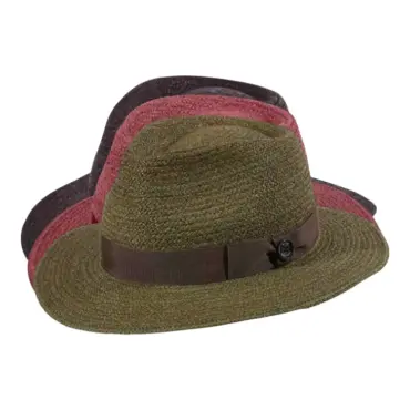 Sommerhut Fedora City Raffia fein schwarz mit schwarzem Hutband