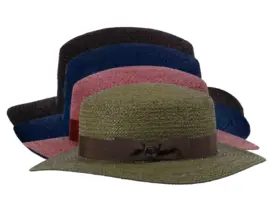 Damen Sommerhut Cloche aus Raffia in Schwarz mit Rebsband