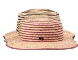 Damenhut Cloche aus Raffia mit zweifarbigen Streifen