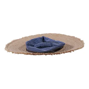 Sommerhut Cloche faltbar aus Raffia in Natur/Marine mit Kordel