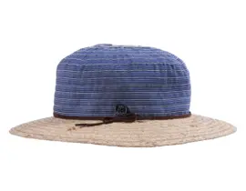 Sommerhut Cloche faltbar aus Raffia in Natur/Marine mit Kordel