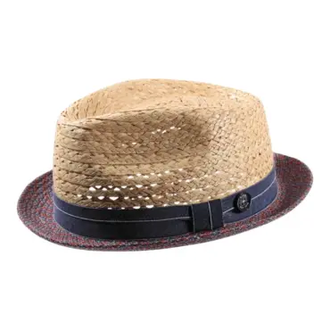 Player Sommerhut aus Stroh mit Jeansband und Stoffkrempe