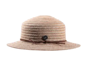 Sommerhut Cloche aus Leinen-Hanf in Hellbeige mit brauner Kordel