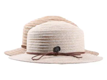 Sommerhut Cloche aus Leinen-Hanf in Hellbeige mit brauner Kordel