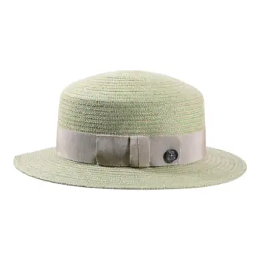 Damen Sommerhut Cloche aus Leinen mit grosser Masche und Knopf