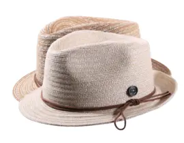 Strohhut Player aus Leinen und Hanf in Hellbeige und Nougat