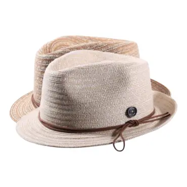 Strohhut Player aus Leinen und Hanf in Hellbeige und Nougat