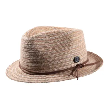 Strohhut Player aus Leinen und Hanf in Hellbeige und Nougat