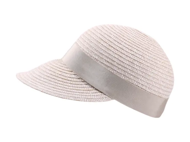 Damen Sommer-Cap aus Leinen mit beigem Ripsband