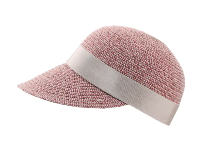 Damen Sommer-Cap aus Leinen mit beigem Ripsband