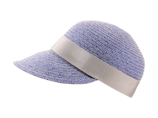 Damen Sommer-Cap aus Leinen mit beigem Ripsband