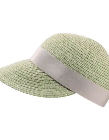 Damen Sommer-Cap aus Leinen mit beigem Ripsband