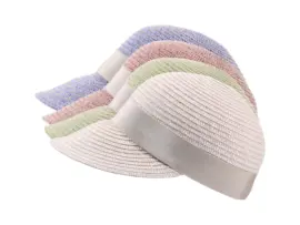 Damen Sommer-Cap aus Leinen mit beigem Ripsband