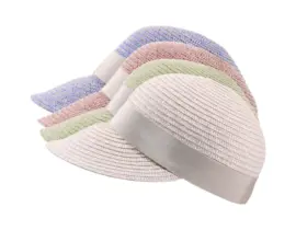 Damen Sommer-Cap aus Leinen mit beigem Ripsband