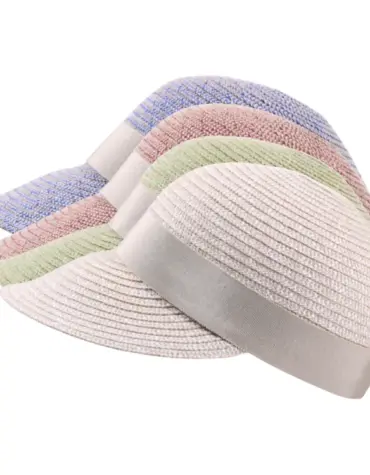 Damen Sommer-Cap aus Leinen mit beigem Ripsband