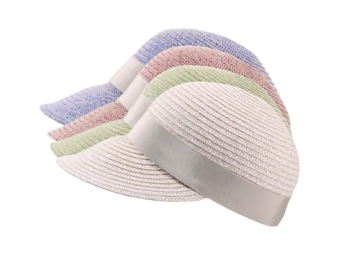 Damen Sommer-Cap aus Leinen mit beigem Ripsband
