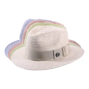 Fedora Sommerhut aus Leinen in Beige, Rubin, Blau und Grün