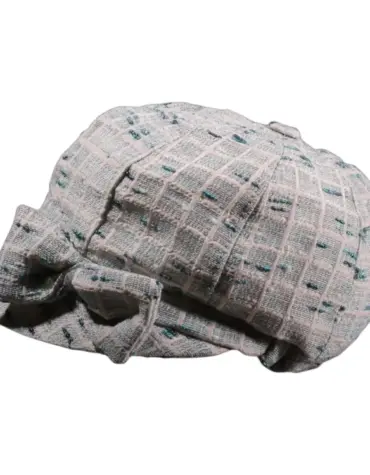 Ballonmütze für Kinder mit Karomuster und Schleife in Rosa oder Türkis