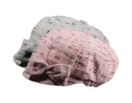 Ballonmütze für Kinder mit Karomuster und Schleife in Rosa oder Türkis