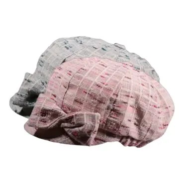 Ballonmütze für Kinder mit Karomuster und Schleife in Rosa oder Türkis