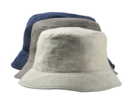 Bucket Hat Leinen Hellbeige Marine Olive