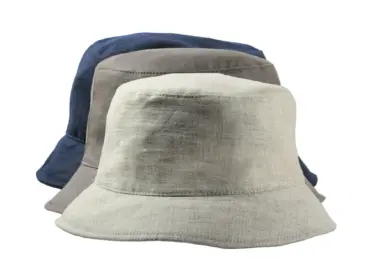 Bucket Hat Leinen Hellbeige Marine Olive
