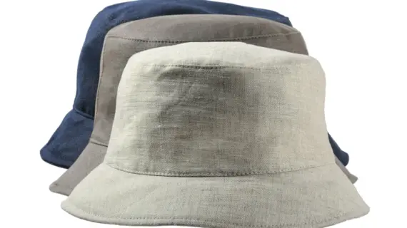 Bucket Hat Leinen Hellbeige Marine Olive